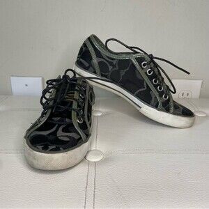 Coach Black Canvas Monogram Sneakers Size 5
